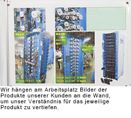 Wir hängen am Arbeitsplatz Bilder der Produkte unserer Kunden an die Wand, um unser Verständnis für das jeweilige Produkt zu vertiefen.