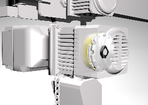 Spring-actuated brake BXL models are used as retaining brakes for lifting and lowering heavy objects at the work site.