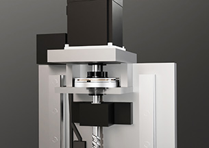 Enlarged image of equipment using a Spring actuated brake (specially assemled) on a Z-axis ball screw.
