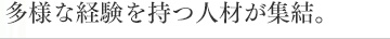 多様な経験を持つ人材が集結。