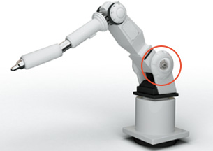 多関節ロボットにおける無励磁作動形ブレーキ使用装置全体イメージ