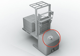フォークリフトにおける無励磁作動形ブレーキ使用装置全体イメージ