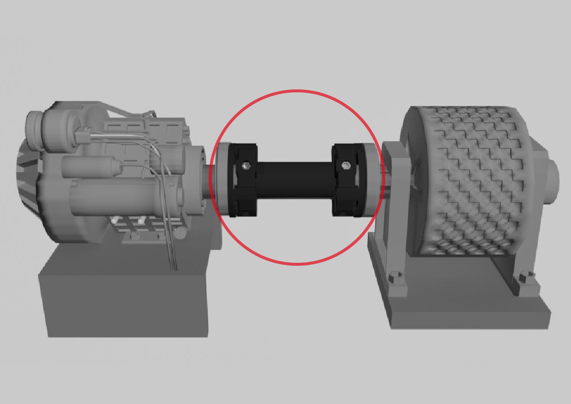 エンジン試験機における原動機用ゴム･樹脂カップリング使用装置全体イメージ