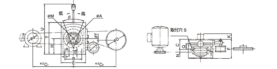 Lモデル（中間車）の仕様 | ベルト式無段変速機単体 | 三木プーリ